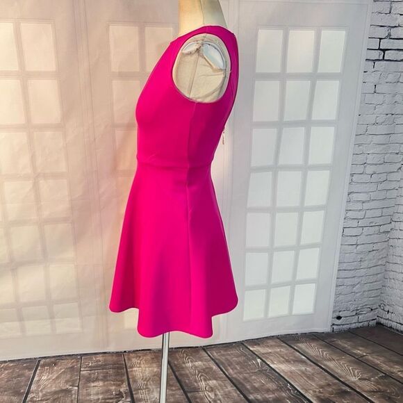Ted Baker hot pink scuba sleeveless fit & flare mini dress ted size 0 or US 2 - Picture 6 of 10
